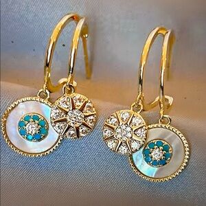 Zircon Star Flower Shell Pendant earrings